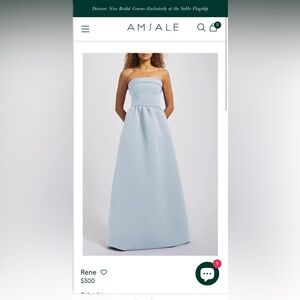 Amsale Ice Blue Rene Dress-Read Description
